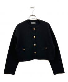 uncrave（アンクレイヴ）の古着「ウールナイロン ジャガード ニットカーディガン」｜ブラック