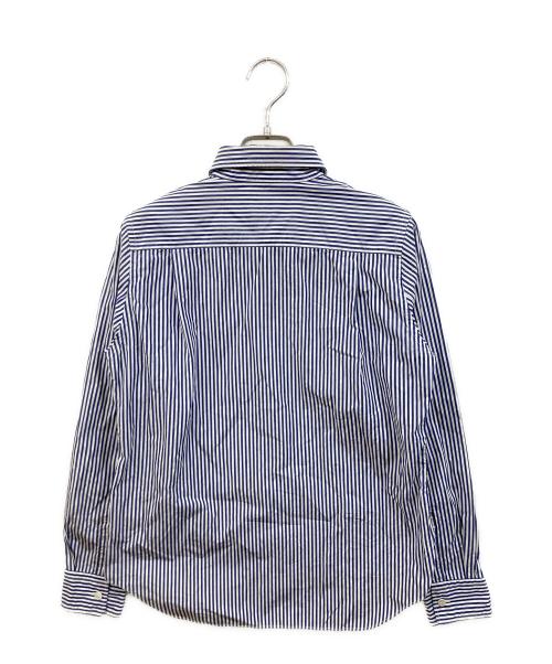 PLAY COMME des GARCONS（プレイコムデギャルソン）PLAY COMME des GARCONS (プレイコムデギャルソン) ハートワッペンストライプシャツ ブルー サイズ:Mの古着・服飾アイテム