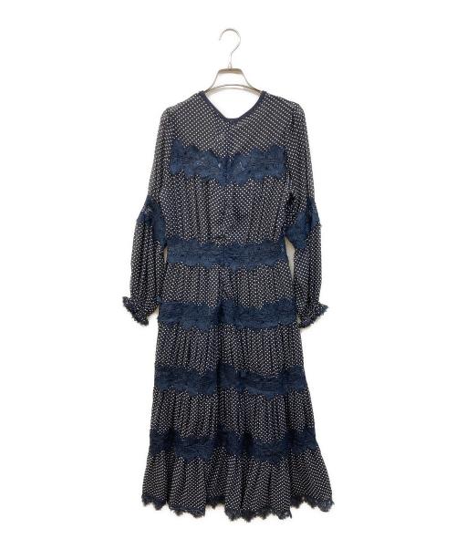 SEVEN TEN by MIHO KAWAHITO（セブン テン バイ ミホ カワヒト）SEVEN TEN by MIHO KAWAHITO (セブン テン バイ ミホ カワヒト) ドットシフォンドレス ネイビー サイズ:SIZE Mの古着・服飾アイテム