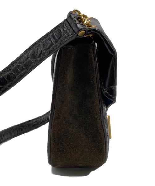 Sandro（サンドロ）Sandro (サンドロ) スウェード切替型押しショルダーバッグ ブラックの古着・服飾アイテム