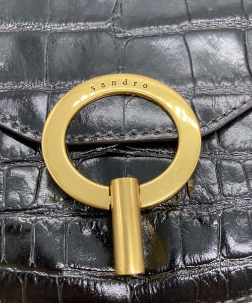 Sandro（サンドロ）Sandro (サンドロ) スウェード切替型押しショルダーバッグ ブラックの古着・服飾アイテム