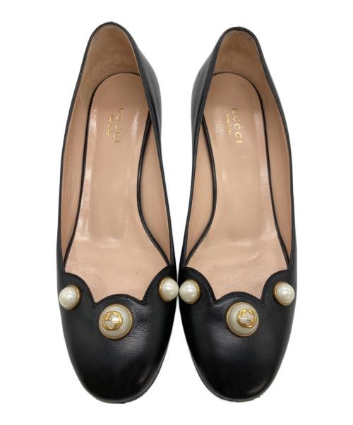 GUCCI（グッチ）GUCCI (グッチ) GGパールパンプス ブラック サイズ:	SIZE 36 1/2の古着・服飾アイテム
