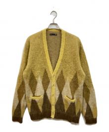 MINEDENIM（マインデニム）の古着「Kid Mohair Argyle Knit Long Cardigan」｜ベージュ