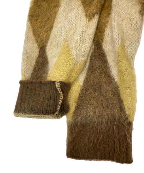 MINEDENIM（マインデニム）MINEDENIM (マインデニム) Kid Mohair Argyle Knit Long Cardigan ベージュ サイズ:SIZE 3の古着・服飾アイテム