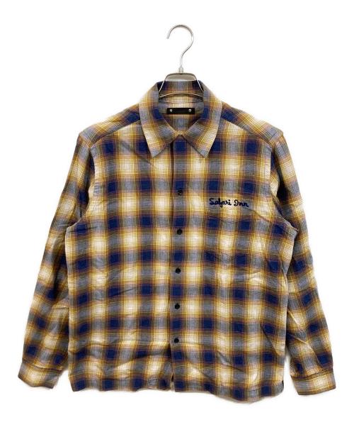 MINEDENIM（マインデニム）MINEDENIM (マインデニム) オンブレチェックオープンカラーシャツ ブラウン サイズ:2の古着・服飾アイテム