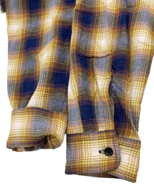 MINEDENIM（マインデニム）MINEDENIM (マインデニム) オンブレチェックオープンカラーシャツ ブラウン サイズ:2の古着・服飾アイテム