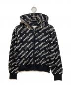 LEONARD SPORTレオナール スポーツ）の古着「総柄ジップニットパーカー」｜ブラック