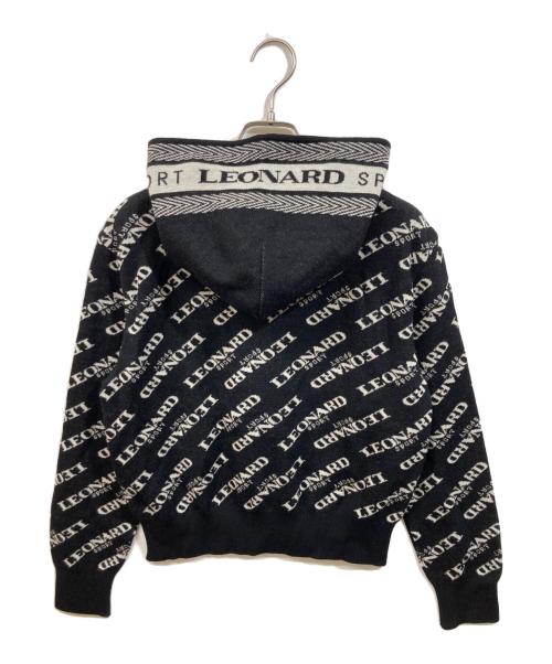 LEONARD SPORT（レオナール スポーツ）LEONARD SPORT (レオナール スポーツ) 総柄ジップニットパーカー ブラック サイズ:	SIZE 40の古着・服飾アイテム