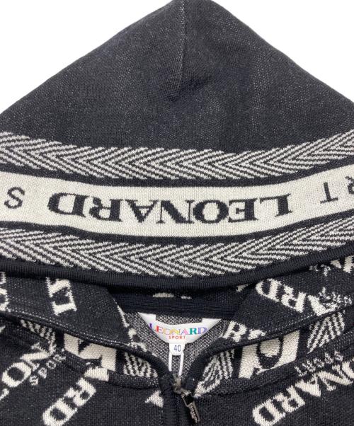 LEONARD SPORT（レオナール スポーツ）LEONARD SPORT (レオナール スポーツ) 総柄ジップニットパーカー ブラック サイズ:	SIZE 40の古着・服飾アイテム