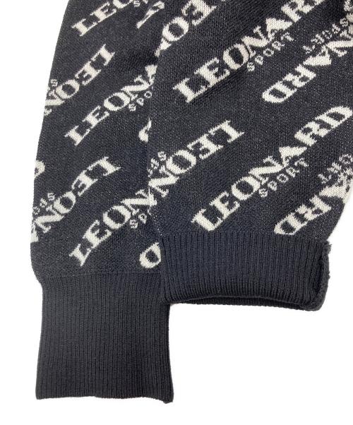 LEONARD SPORT（レオナール スポーツ）LEONARD SPORT (レオナール スポーツ) 総柄ジップニットパーカー ブラック サイズ:	SIZE 40の古着・服飾アイテム