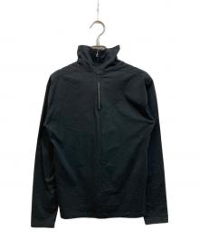 AURALEE（オーラリー）の古着「ORGANIC COTTON COMPACT JERSEY HALF ZIP HI NECK L/S TEE」｜ブラック
