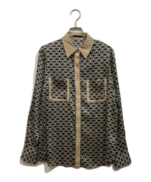 allureville（アルアバイル）allureville (アルアバイル) モダンチェーンプリント配色シャツ ブラック サイズ:	SIZE 2の古着・服飾アイテム