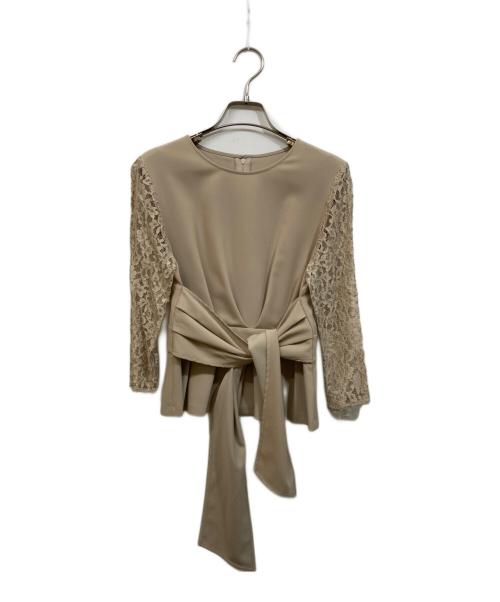 Diagram GRACE CONTINENTAL（ダイアグラム グレースコンチネンタル）Diagram GRACE CONTINENTAL (ダイアグラム グレースコンチネンタル) レース切替ノットTOP ベージュ サイズ:	SIZE 36の古着・服飾アイテム
