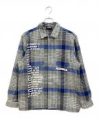 PLEASURESプレジャーズ）の古着「フランネルシャツ」｜グレー×ブルー