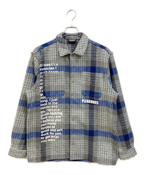 PLEASURES（プレジャーズ）PLEASURES (プレジャーズ) フランネルシャツ グレー×ブルー サイズ:サイズ表記なしの古着・服飾アイテム