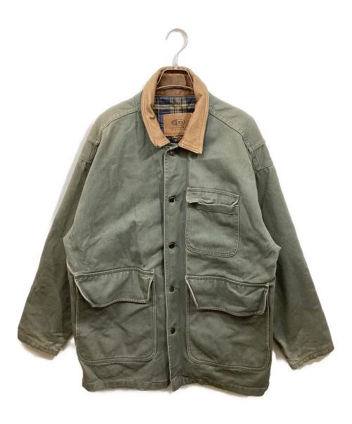 INTERNATIONAL DENIM（インターナショナルデニム）international DENIM (インターナショナルデニム) 襟レザーカバーオール グリーン サイズ:	SIZE Sの古着・服飾アイテム