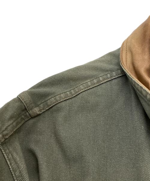 INTERNATIONAL DENIM（インターナショナルデニム）international DENIM (インターナショナルデニム) 襟レザーカバーオール グリーン サイズ:	SIZE Sの古着・服飾アイテム