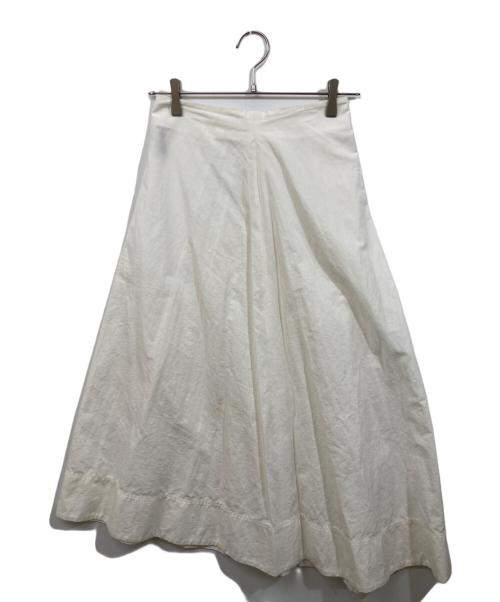 ATON（エイトン）ATON (エイトン) フロントタックAラインフレアスカート ホワイト サイズ:	SIZE 01の古着・服飾アイテム