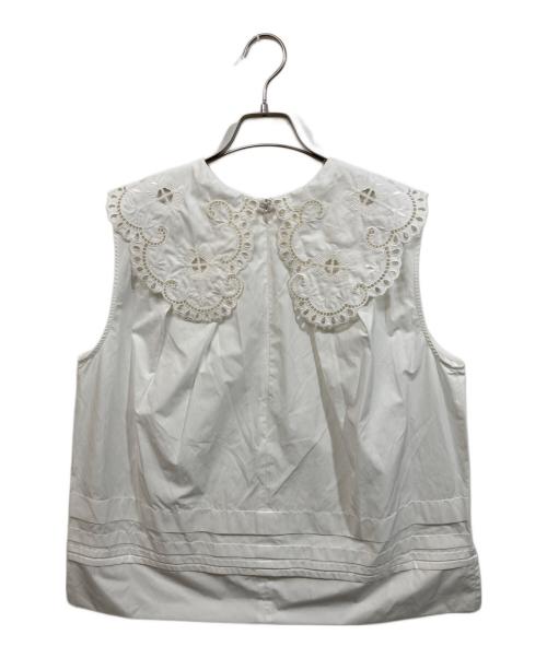 machatt（マチャット）machatt (マチャット) レースカラーノースリーブブラウス ホワイト サイズ:	SIZE Freeの古着・服飾アイテム