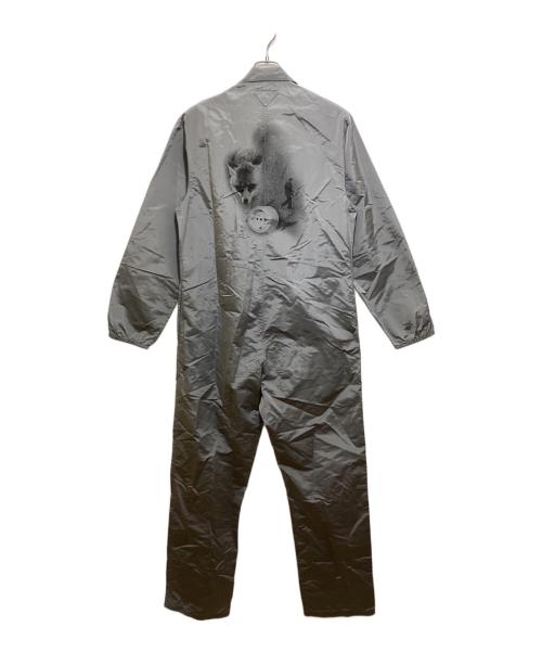 PRADA（プラダ）PRADA (プラダ) バックプリント シルクジャンプスーツ グレー サイズ:SIZE XSの古着・服飾アイテム
