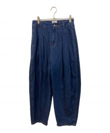FASHIRU×ARULLE（ファシル×アリュール）の古着「タックワイドデニムパンツ」｜インディゴ