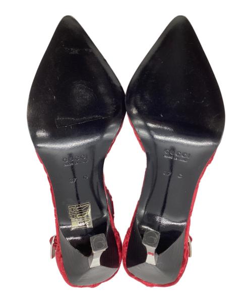 GUCCI（グッチ）GUCCI (グッチ) ベルベットモノグラムポインテッドパンプス レッド サイズ:SIZE 23.5cmの古着・服飾アイテム