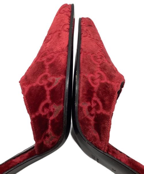 GUCCI（グッチ）GUCCI (グッチ) ベルベットモノグラムポインテッドパンプス レッド サイズ:SIZE 23.5cmの古着・服飾アイテム