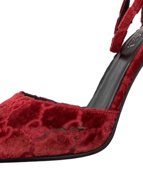GUCCI（グッチ）GUCCI (グッチ) ベルベットモノグラムポインテッドパンプス レッド サイズ:SIZE 23.5cmの古着・服飾アイテム