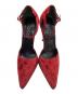 GUCCI (グッチ) ベルベットモノグラムポインテッドパンプス レッド サイズ:SIZE 23.5cm：10000円