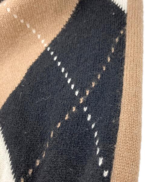 PRADA（プラダ）PRADA (プラダ) カシミヤ ロゴ アーガイル 長袖ポロシャツ ブラウン サイズ:40の古着・服飾アイテム