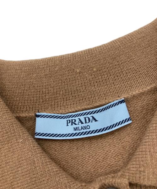 PRADA（プラダ）PRADA (プラダ) カシミヤ ロゴ アーガイル 長袖ポロシャツ ブラウン サイズ:40の古着・服飾アイテム