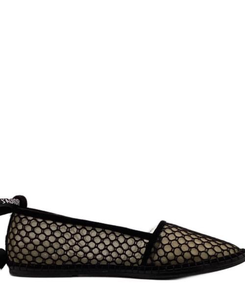 Christian Dior（クリスチャン ディオール）Christian Dior (クリスチャン ディオール) リボンストラップフラットシューズ ブラック サイズ:SIZE 37の古着・服飾アイテム