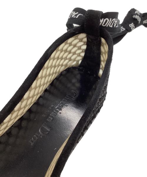 Christian Dior（クリスチャン ディオール）Christian Dior (クリスチャン ディオール) リボンストラップフラットシューズ ブラック サイズ:SIZE 37の古着・服飾アイテム