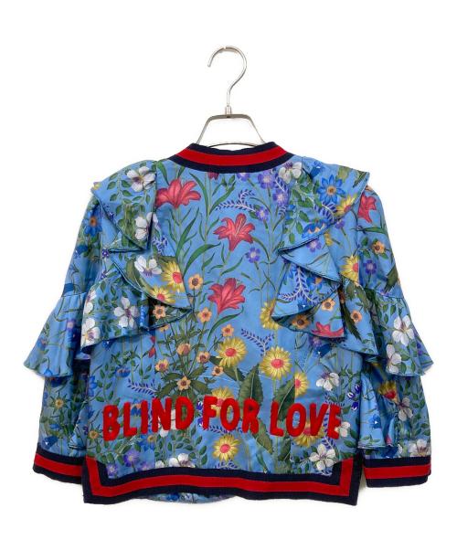 GUCCI（グッチ）GUCCI (グッチ) フローラルシルクリボンジャケット ブルー サイズ:36の古着・服飾アイテム