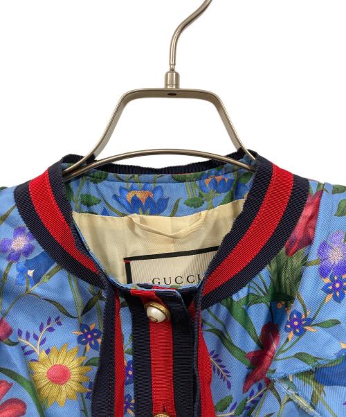 GUCCI（グッチ）GUCCI (グッチ) フローラルシルクリボンジャケット ブルー サイズ:36の古着・服飾アイテム