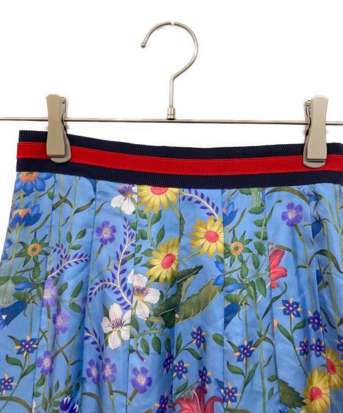 GUCCI（グッチ）GUCCI (グッチ) フローラルシルクスカート ブルー サイズ:36の古着・服飾アイテム