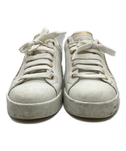 DOLCE & GABBANA（ドルチェ＆ガッバーナ）DOLCE & GABBANA (ドルチェ＆ガッバーナ) フェイクパールローカットスニーカー ホワイト サイズ:	SIZE 36 1/2の古着・服飾アイテム
