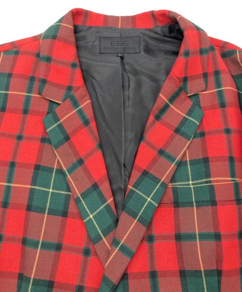 666（666）666 (666) チェックブレザージャケットセットアップ レッド サイズ:	SIZE Lの古着・服飾アイテム