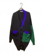 UN3D.アンスリード）の古着「バイカラーオーバーカーディガン」｜ブラック