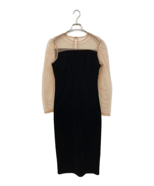 LeJa（レジャ）LeJa (レジャ) 2WAYリボンビスチェドットストーンベロアIラインドレス ブラック サイズ:SIZE Mの古着・服飾アイテム