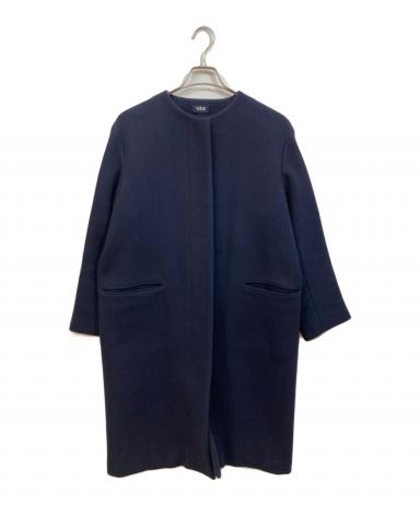 美品▲定価8.6万▲YLEVEイレーヴ//メルトンノーカラーウールコート▲水色 中古・古着通販】YLEVE (イレーヴ) メルトンウールノーカラーコート