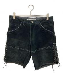 SASQUATCHfabrix.（サスクワッチファブリックス）の古着「スウェードレザーハーフパンツ」｜ブラック