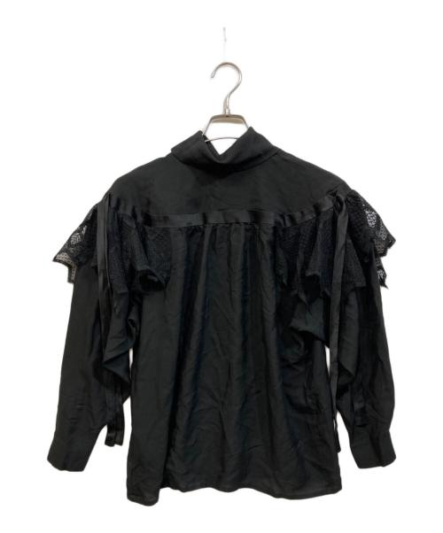 Christian Dior（クリスチャン ディオール）Christian Dior (クリスチャン ディオール) シルクフリルブラウス ブラック サイズ:Mの古着・服飾アイテム