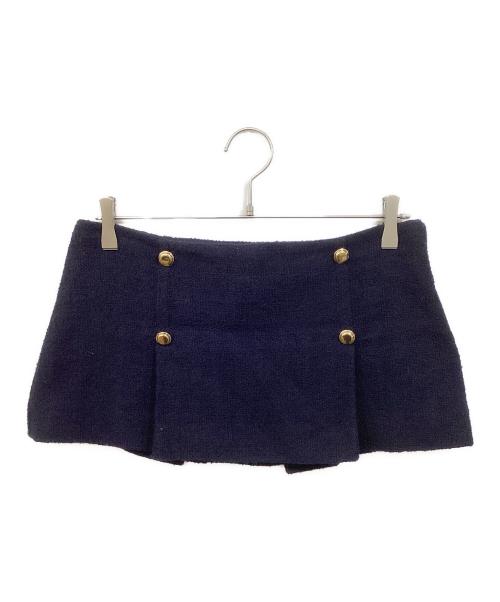 MIU MIU（ミュウミュウ）MIU MIU (ミュウミュウ) TWEED WOOL MINISKIRT ネイビー サイズ:38の古着・服飾アイテム