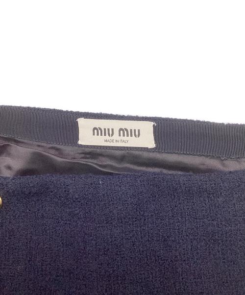 MIU MIU（ミュウミュウ）MIU MIU (ミュウミュウ) TWEED WOOL MINISKIRT ネイビー サイズ:38の古着・服飾アイテム