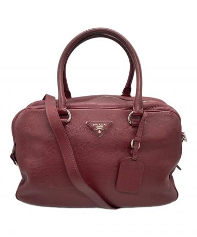 PRADA ショルダーバッグ ボルドー 中古・古着通販】PRADA (プラダ) 2WAYショルダーバッグ ボルドー