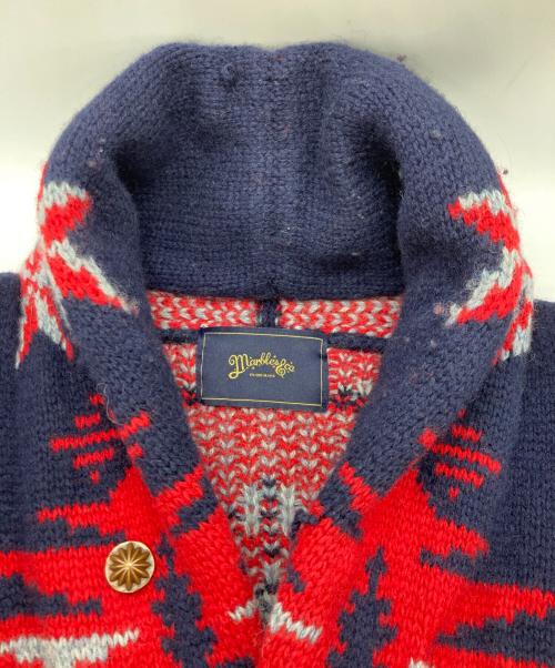 MARBLES（マーブルズ）MARBLES (マーブルズ) Shawl Collar Native Pattern Knit レッド×ネイビー サイズ:	SIZE Lの古着・服飾アイテム