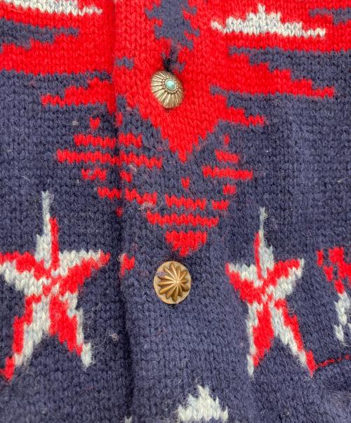 MARBLES（マーブルズ）MARBLES (マーブルズ) Shawl Collar Native Pattern Knit レッド×ネイビー サイズ:	SIZE Lの古着・服飾アイテム