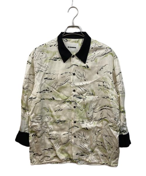 JIL SANDER（ジルサンダー）JIL SANDER (ジルサンダー) ラビット総柄ラペル切替シャツ ベージュ サイズ:40の古着・服飾アイテム