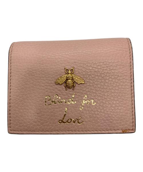 GUCCI（グッチ）GUCCI (グッチ) アニマリエ ビー コンパクトウォレット ピンクの古着・服飾アイテム